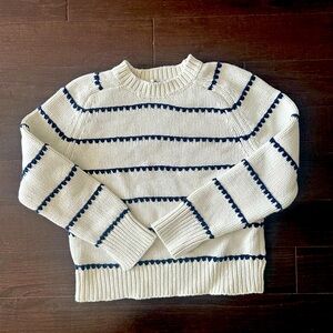 Madewell knit navy striped white sweater